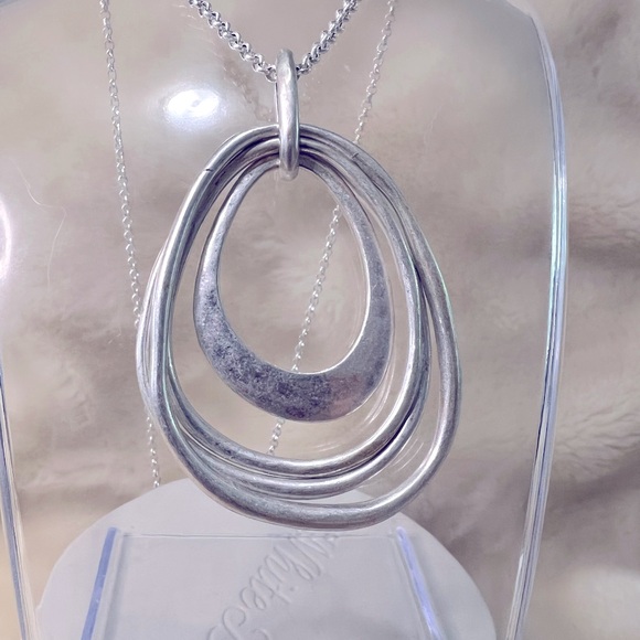 Bella Uno Worn Silver Multi Tear Drop Necklace - Picture 3 of 4